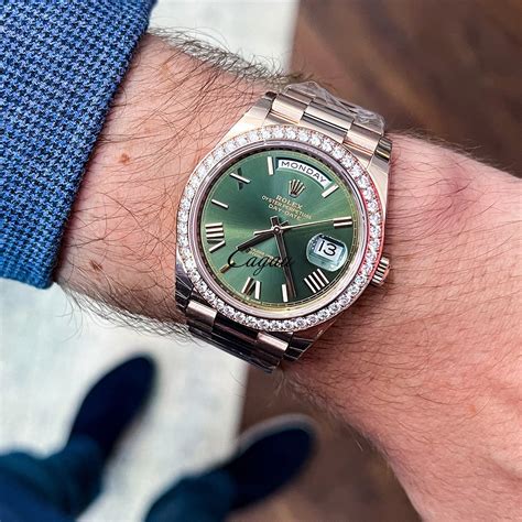 rose gold rolex olive face|Rolex day date 40 everose gold.